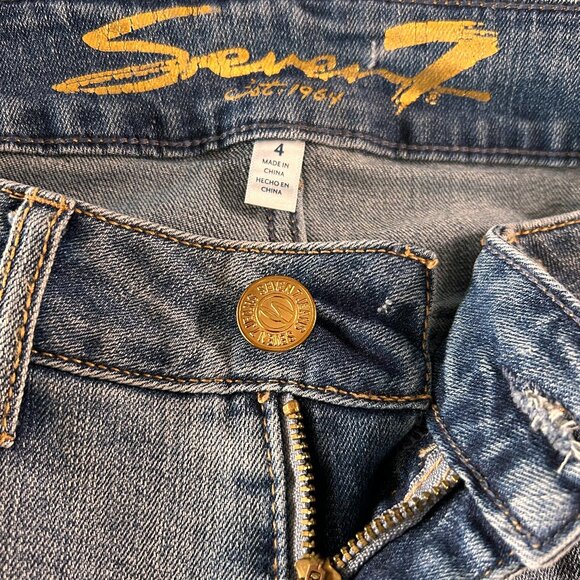 7 For All Mankind Jeans Women's Size 4 Weekend Slim Fit Raw Hem High Rise - Picture 5 of 16
